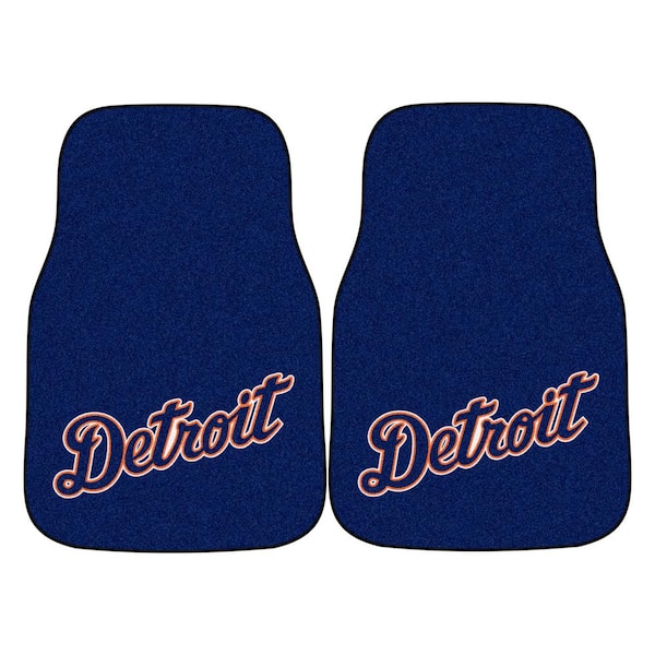 FANMATS Detroit Tigers 17 in. x 27 in. 2-Piece Front Nylon Carpet Car Floor Mat Set