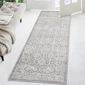 Wilton Vintage Gray 2 ft. 3 in. x 7 ft. 3 in. Moroccan Runner Low Pile Distressed Non-Shedding in Rectangle Area Rugs