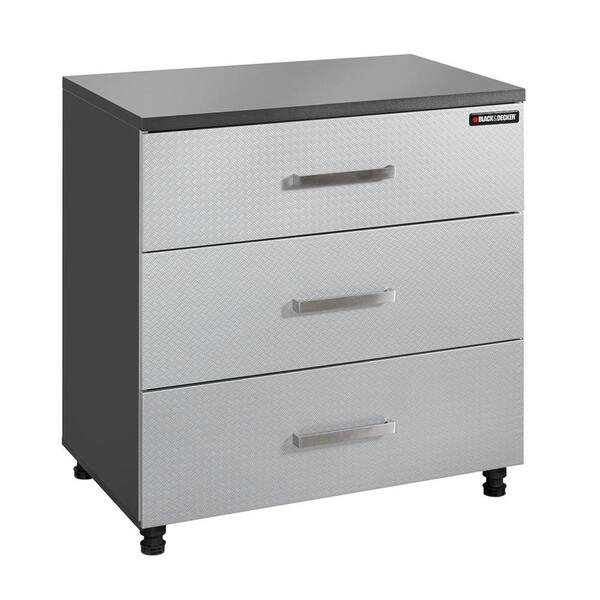 BLACK+DECKER 3-Drawer Laminate Base Cabinet with Thick Work Surface in Charcoal Stipple