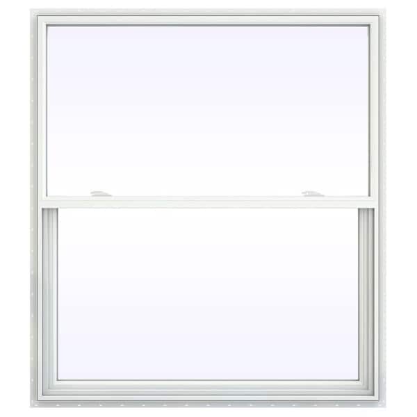 JELD-WEN 47.5 in. x 41.5 in. V-2500 Series White Vinyl Single Hung Window with Fiberglass Mesh Screen