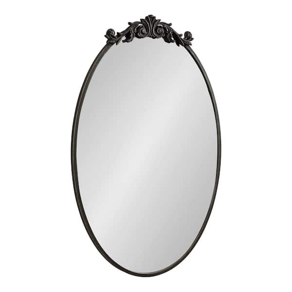 Kate and Laurel Arendahl 24.00 in. W x 36.00 in. H Black Oval Traditional Framed Decorative Wall Mirror