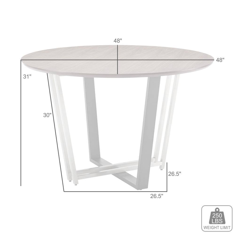 Joana 48'' Walnut Round Dining Table with Gold and Black Iron Base