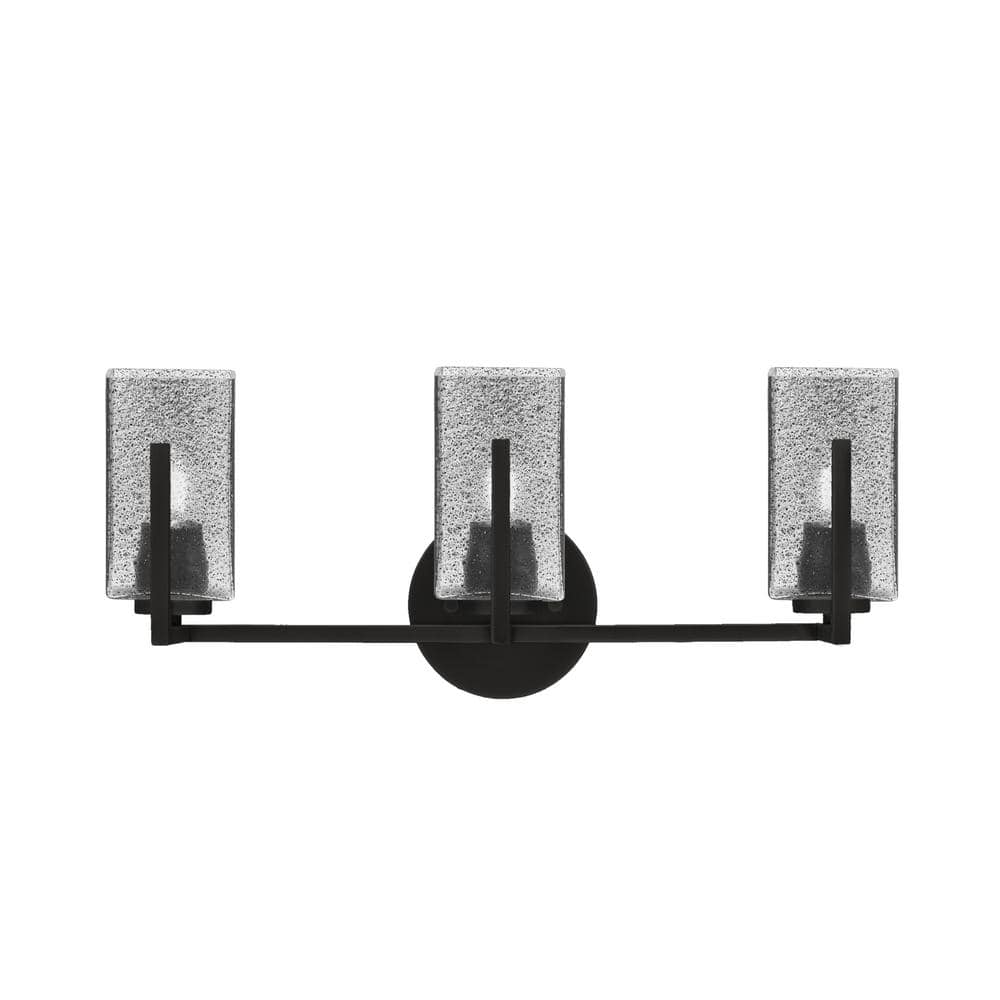 Cottonwood 20.75 in. 3-Light Vanity Light Matte Black with 3.5 in. Square S