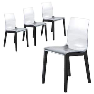 Marsden Modern Plastic Dining Chair with Beech Legs for Kitchen and Dining Room Set of 4 (Black)