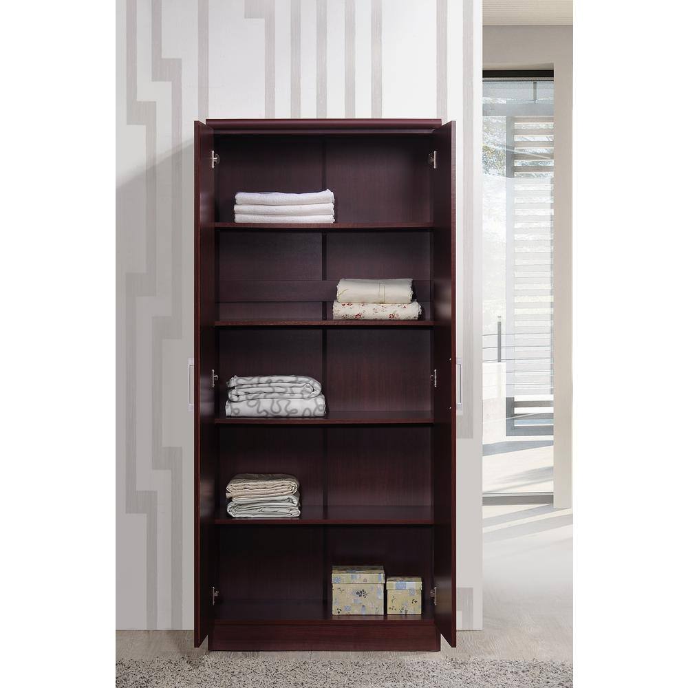 Mahogany 72" 2-Door Armoire with Mirror and Shelves