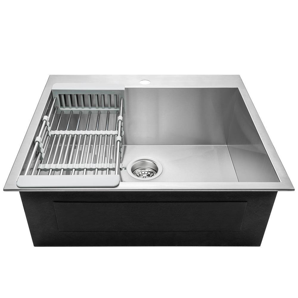 Brushed Stainless Steel Single Bowl Kitchen Sink with Faucet Kit