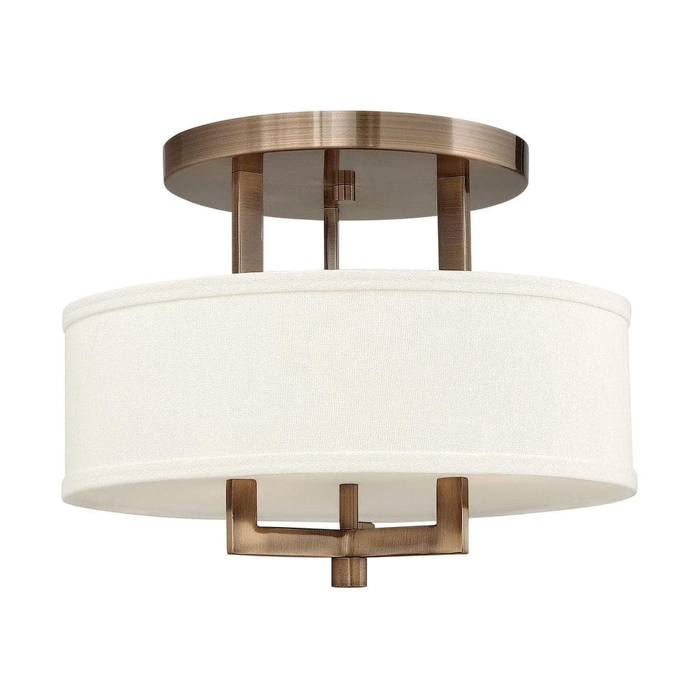 Hampton 3-Light Transitional Semi-Flush Mount in Brushed Bronze