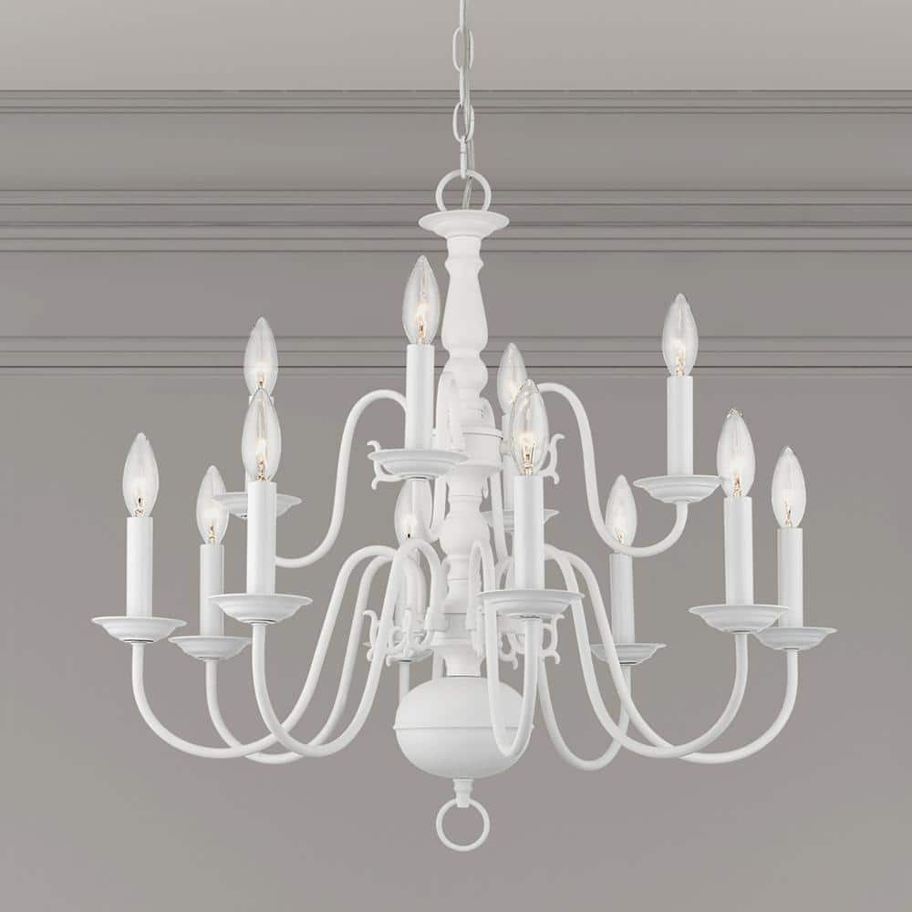 Elegant White Crystal 12-Light Traditional Chandelier