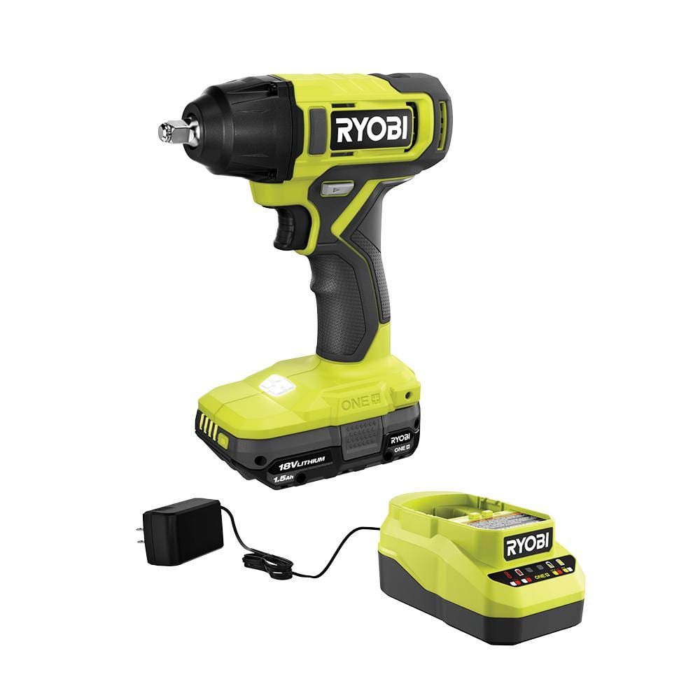 Ryobi One+ 18V Cordless 3/8 in. Impact Wrench Kit with (1) 1.5 Ah Battery and Charger