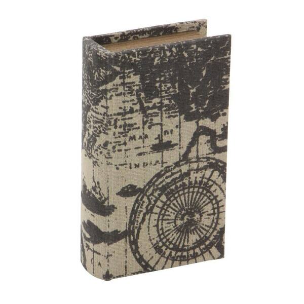 ブックボックス 3点セット 小物入れ 世界地図 アンティーク AN-86832 Litton Lane Rectangle Wood Faux Book Box with World Map Cover (Set