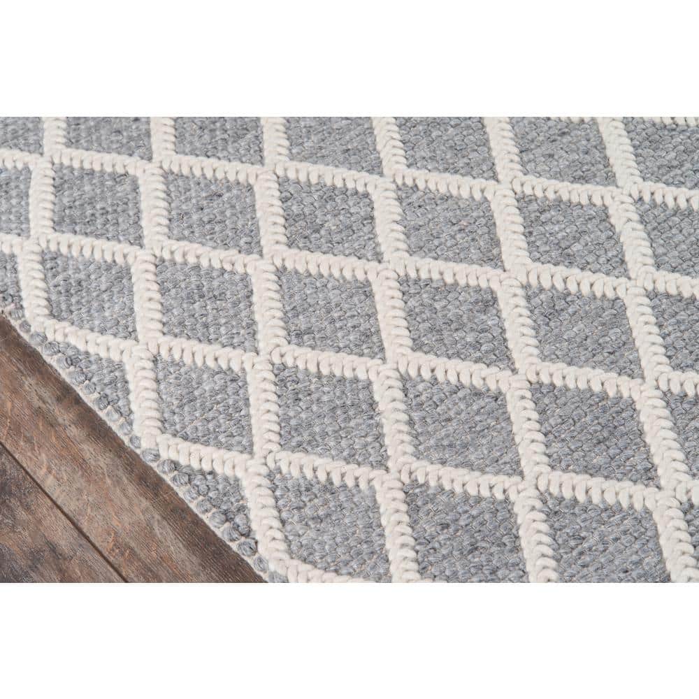 Gray Geometric Wool and Viscose Handmade 2' x 3' Area Rug