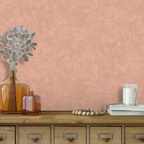 Faux Waxed Texture Terracotta Wallpaper Sample