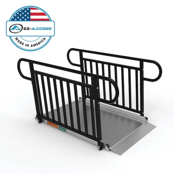 EZ-ACCESS GATEWAY 3G 5 ft. Aluminum Solid Surface Wheelchair Ramp with Black Vertical Picket Handrails