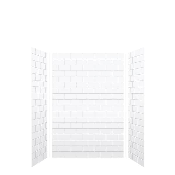 SaraMar 36 in. x 48 in. x 72 in. 3-Piece Easy Up Adhesive Alcove Shower Wall Surround in White