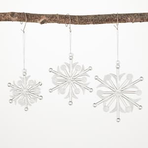 4 in. 3.75 in. and 3.5 in. Glitter Snowflake Ornament - Set of 3, Clear Christmas Ornaments
