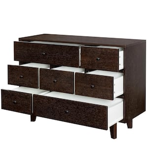 Retro 47.24 in. W x 15.75 in. D x 33.15 in. H Brown Linen Cabinet with 7-Drawer Wood Sideboard for Bedroom