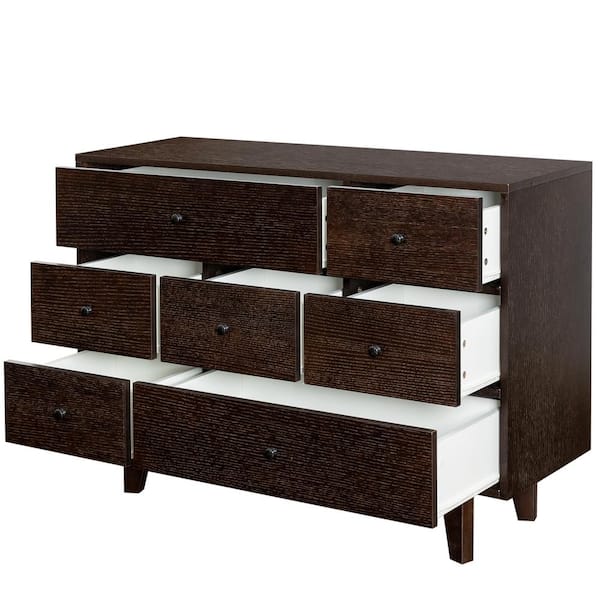 Unbranded Retro 47.24 in. W x 15.75 in. D x 33.15 in. H Brown Linen Cabinet with 7-Drawer Wood Sideboard for Bedroom