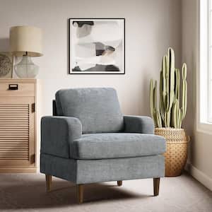 Fayetteville Grey Polyester Arm Chair with Wood Legs