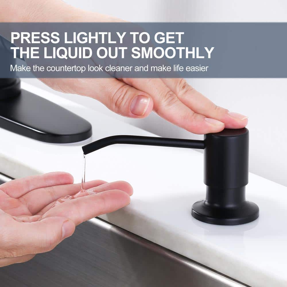 Matte Black Single Handle High-Arc Kitchen Faucet with Soap Dispenser