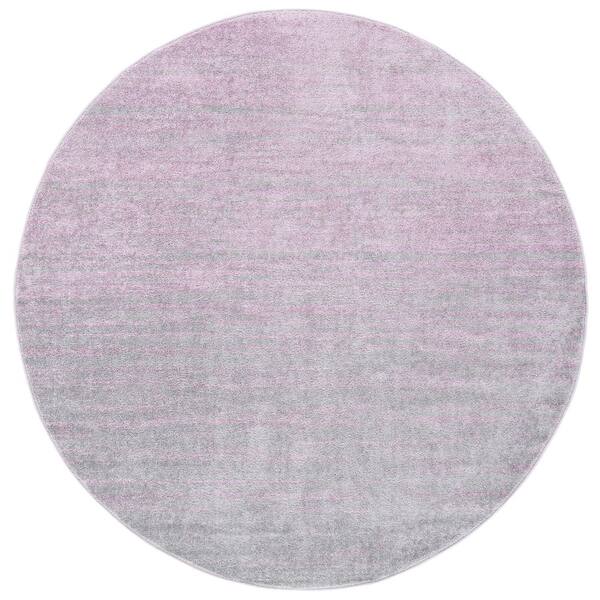 Adirondack 7 ft. x 7 ft. Round Purple/Green Solid Color Striped Area Rug