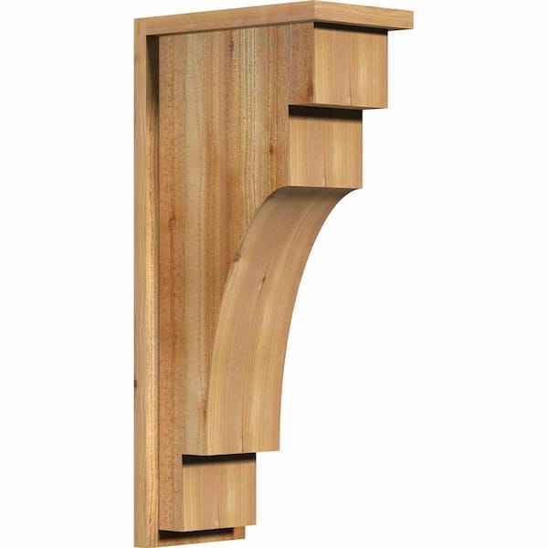 Ekena Millwork 8 in. x 14 in. x 30 in. Western Red Cedar Mediterranean Rough Sawn Corbel with Backplate