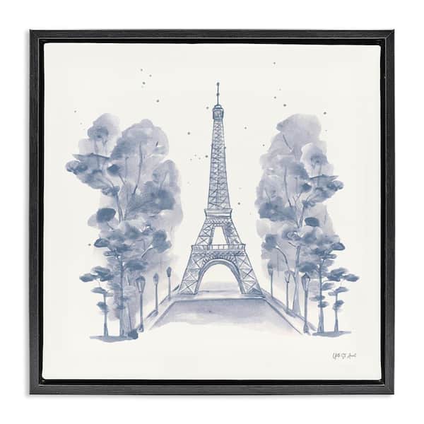 Stupell Industries Eiffel Tower Watercolor by Yvette St. Amant Black Floater Frame Architecture Graphic Art Print 18 in. x 18 in.