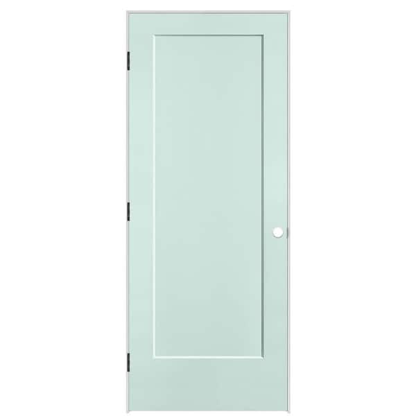 Masonite 32 in. x 80 in. 1-Panel Lincoln Park Right-Hand Solid Core Sea Glass Molded Composite Single Prehung Interior Door