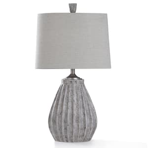 Arther Stone 29 in. Gray Stone Painted Resin Bedside Lamp