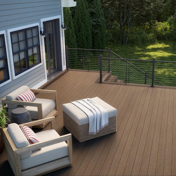 Vista 1 in. x 5-1/2 in. x 12 in. Dunewood Slotted Composite Deck Board Sample