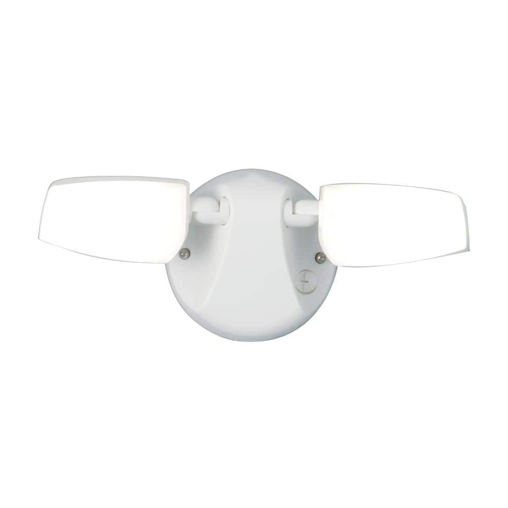 White Dual Head LED Outdoor Floodlight with Frosted Lens