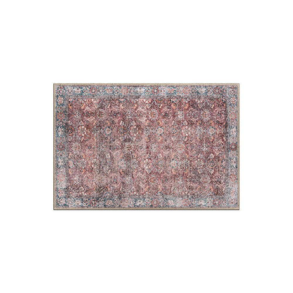 Amber Multi 2 ft. x 3 ft. Transitional Bordered Vintage Machine Washable Non Slip Area Rug price history on PriceWatchPro