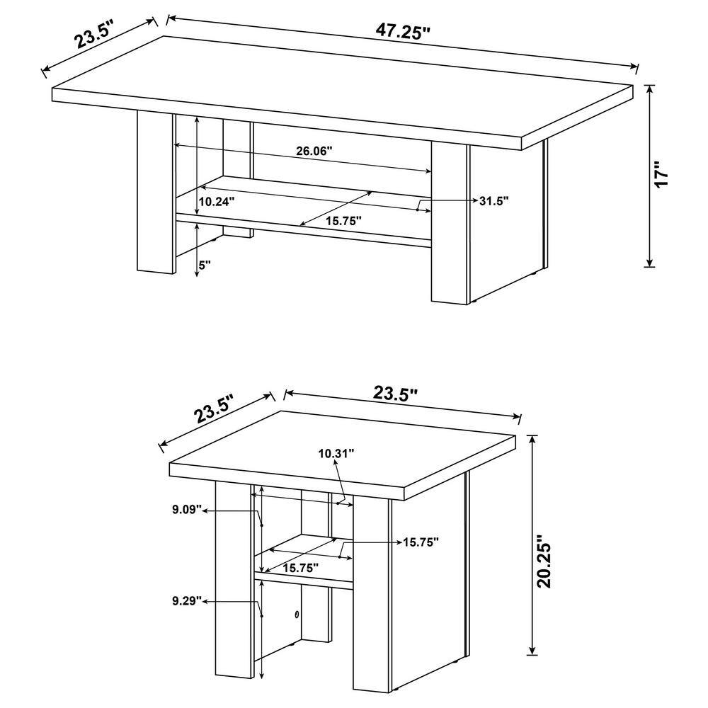 Black Oak 3-Piece Rectangular Coffee and End Table Set