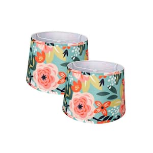 Floral Collection Limited Edition Round Empire Shape 12 in. x 10 in. x 8 in. Tropical Flowers Lamp Shade (2-Pack)
