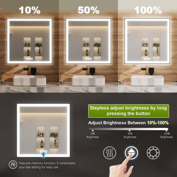 MYCASS 36 in. W x 36 in. H Rectangular Framed LED Light with