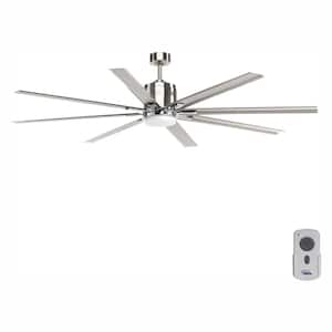 Vast 72 in. Indoor/Outdoor Integrated LED Nickel Mid-Century Modern Ceiling Fan with Remote for Living Room and Bedroom