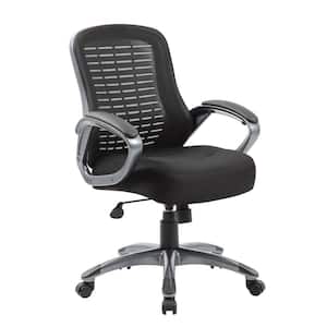Black Fabric Gun Metal finish Mesh Executive Chair with Padded Arms
