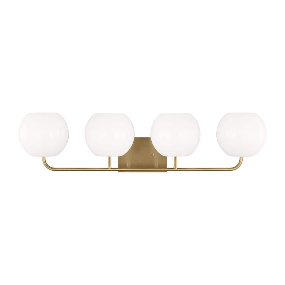 Rory Extra Large 34 in. 4-Light Satin Bronze Bathroom Vanity Light with Opal Glass Shades price history on PriceWatchPro