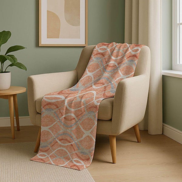 Premium Machine Washable ASB757 Peach 50 in. x 70 in. Sherpa Throw Blanket