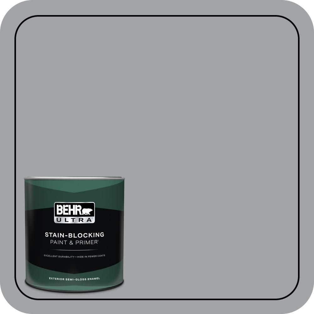 Gray Powercolor BEHR ULTRA 1 qt. #N530-4 Power Gray Semi-Gloss Enamel Exterior Paint ...