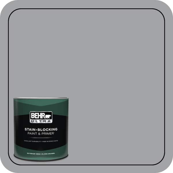 BEHR ULTRA 1 qt. #N530-4 Power Gray Semi-Gloss Enamel Exterior Paint & Primer