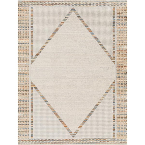 Livabliss Lillian Oatmeal/Multi 5 ft. x 7 ft. Indoor Machine-Washable Area Rug