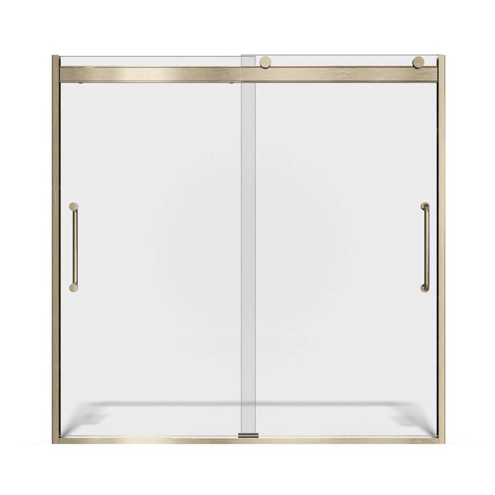 Arelo 60" Frameless Sliding Tub Door with Brushed Gold Frame