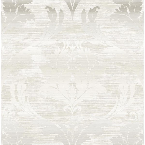 Seabrook Designs Catamount Damask Metallic Champagne, Silver, & Ivory Paper Strippable Roll (Covers 56.05 sq. ft.)