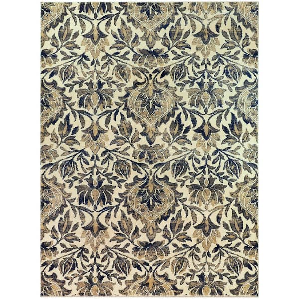 Foster Tan 8 ft. x 10 ft. Damask Area Rug