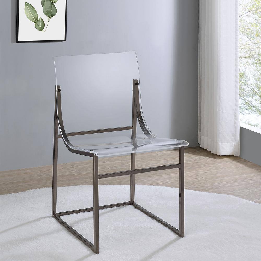 Adino Clear Acrylic and Black Nickel Side Chairs Set of 2