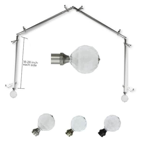 13/16" Faceted 4-Sided Bay Window Curtain Rod (18-28 inch each side)-Satin Nickel