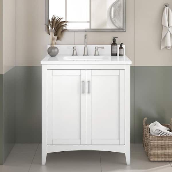 Glacier Bay Tilton 30 in W x 21.5 in D x 34.2 in H Folding Bath Vanity Cabinet without Top in White Finish