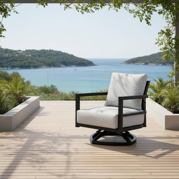 WOQWOQ Modern Outdoor Swivel Lounge Chair with 360° Rotation and