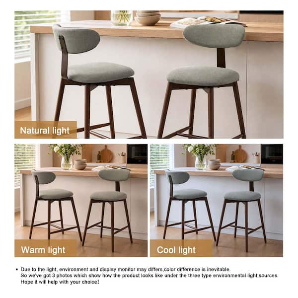 ライトグレー Stool Uixe 22.4 in. H Light Gray Low Back Solid Wood Swivel Bar Stool