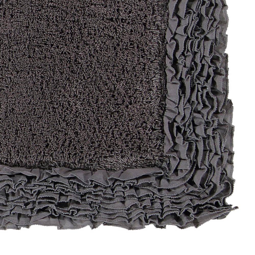 Better Trends Gray Shaggy Border Cotton 3 Piece Bath Rug Set